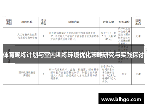 体育晚练计划与室内训练环境优化策略研究与实践探讨
